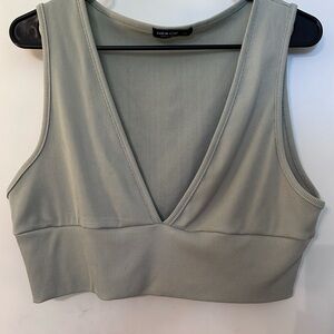 Sage Green Ribbed Crop Top